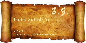 Breit Zoltán névjegykártya